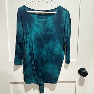 Michael Stars Tie-Dye Tie-Front 3/4 Sleeve Shirt EUC